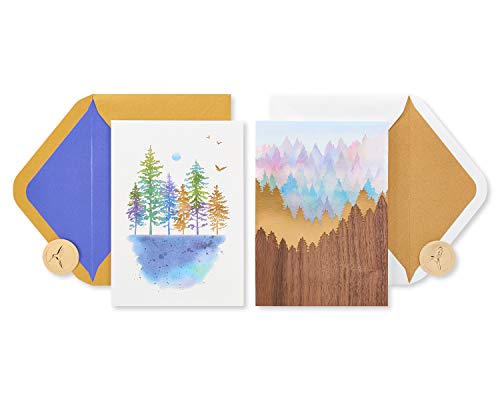 Cartes vierges montagnes et arbres Papyrus avec enveloppes par 2