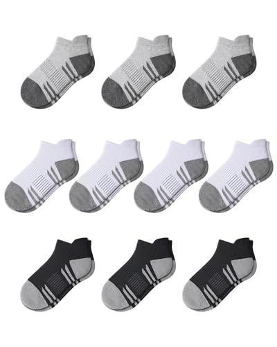 Image of Somaibo 10 Pairs Boys Girls Ankle Socks Kids Athletic No Show Socks Low Cut Half Cushioned Sock