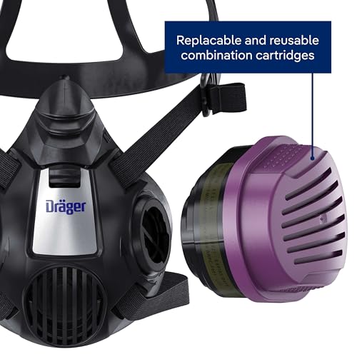 Image of Drager X-plore 3500 Respirator Mask Multi-Gas /P100 Combination Cartridge (OV /AG /HF /FM /CD /AM /MA /HS /P100) NIOSH-certified Half-Mask for Painting, Chemicals, Construction