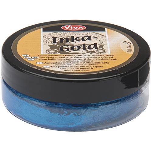 Viva Decor 50gm Inka Gold Metal Gloss Paint, Steel Blue