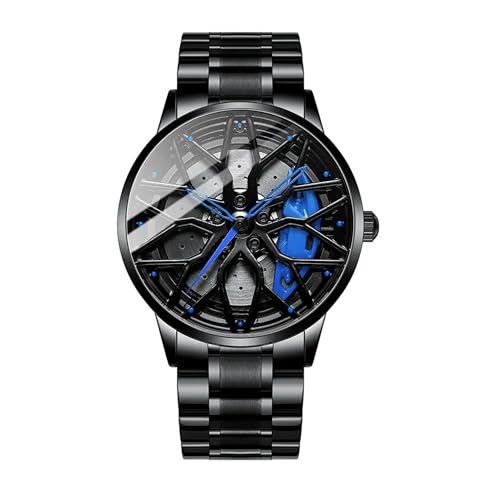 Image of Branded Men's Sport Quartz Watch Car Wheel Multicolour Dial Wheel Dial 360 Rotating Casual Fashion Stainless Steel Alloy Mens &Boy's Luxury Metal Gift Creative Watch