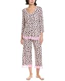 ELLEN TRACY Women's Leopard Cropped Pant PJ Set, N852667, Leopard Print, L