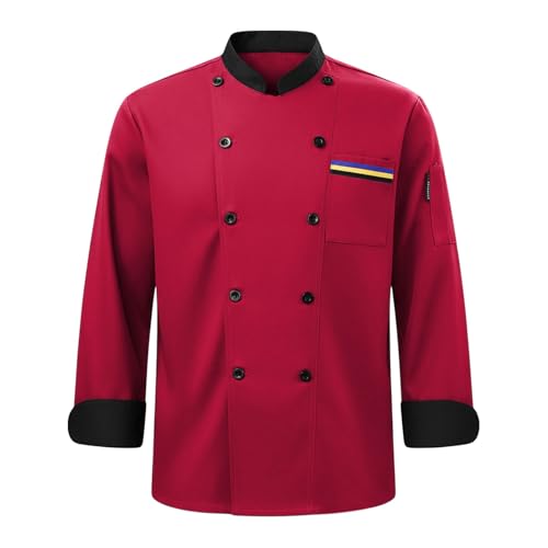 Camisa de chef unisex con bolsillo en contraste para trabajo culinario de hostelería