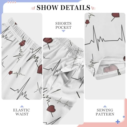 Cardiogram Heart Boys Pants Boys Athletic Pants Long Pant for Boywith Pockets Wide-Leg Size 6-14Y4