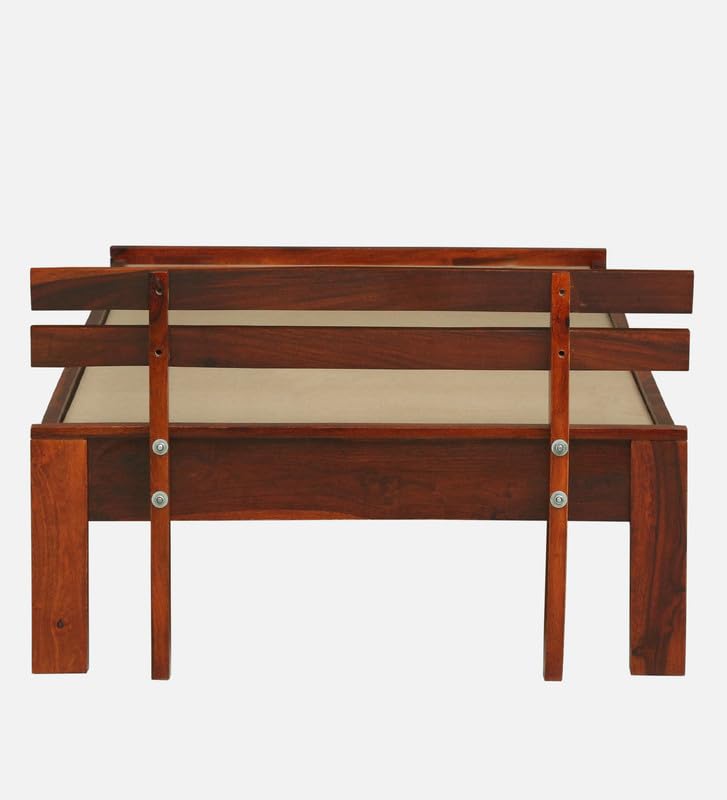 Image of Solid Sheesham Wood Admire Single Bed Without Storage | Wooden Single Bed Cot Palang Furniture for Bedroom Living Room Home and Hotel (Honey Oak Finish)