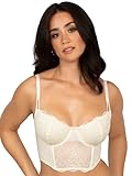 Smart & Sexy Women's Temptation Lace Bustier Corset Top Cream Small+