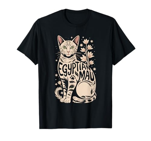 Floral Whimsical Egyptian Mau Cat Egyptian Maus T-Shirt
