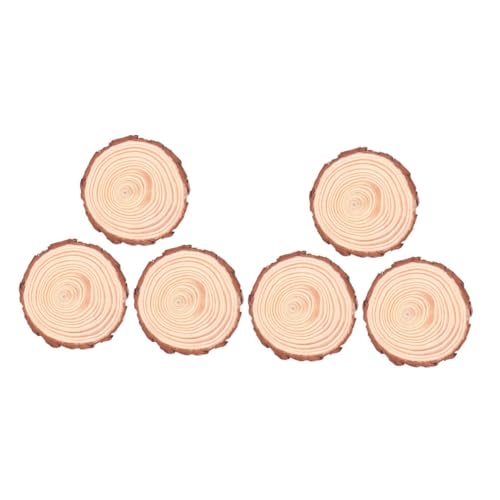 IMIKEYA 6個 天然木スライス 厚さ 未完成丸型ウッドボード クラフト用コースター 樹皮付き自然素材 手作り装飾やテーブル保護に