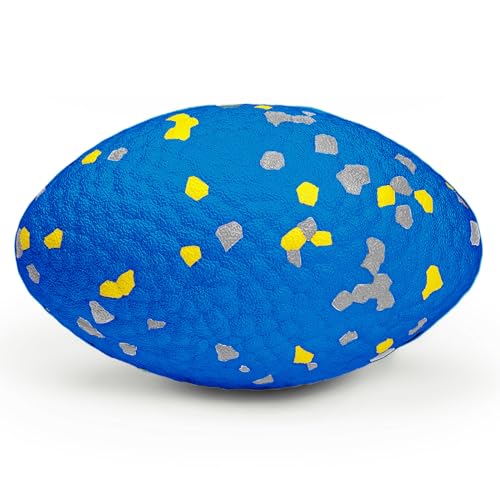 Moonorange 4.72' Indestructible Large Rugby Balls for Aggressive Chewers Durable Olive Bouncy Interactive Football Toy for Dogs Fetch Game Lightweight Floating Outdoor Training, Blue