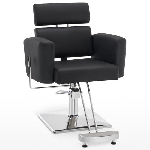 BarberPub Classic Barber Chair with Hydraulic Pump, Reclining Salon Chair for Hair Stylist, Barbershop, Home Salon, Spa Styling Beauty Equipment 9410 (Black)