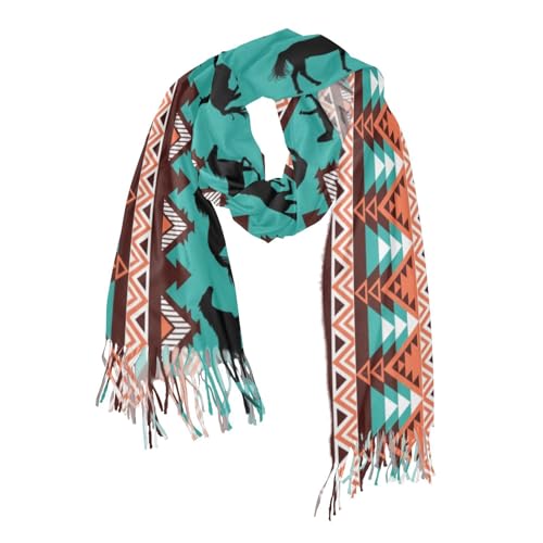 HOAIRONY Tribal Aztec Print Women's Scarf Shawl,Unisex Fashion Scarves Winter Warm Large Scarf with tassel (A1-010)