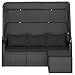 Homgoday 3-Sitzer-Gartensofa mit Dach & Fußhocker - Schwarz, PE-Rattan, 178x64x151,5 cm - Sonnenschutz & Komfort Terrassensofas, Gartenmöbel Model362334