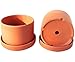 Set of 2 Natural Terra Cotta Round Fat Walled Garden Planters with Individual Trays. Indoor or Outdoor Use