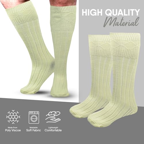 EZE Kilt Hose for men, Traditional Scottish Socks for Kilts, Ribbed Design, Pull Up To Cuff Over Your Hose Flashes4