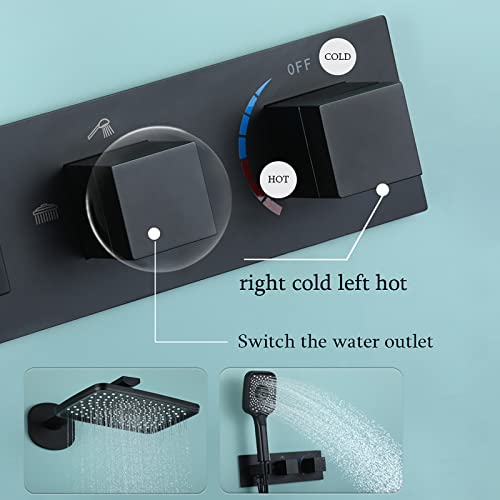 Ensemble de douche à haute pression avec mélangeur de pluies rectangle