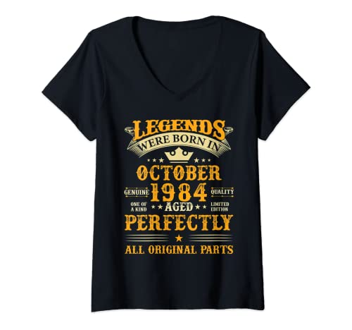 Mujer Legends Were Born in October 1984 38 Years Old 38th Birthday Camiseta Cuello V