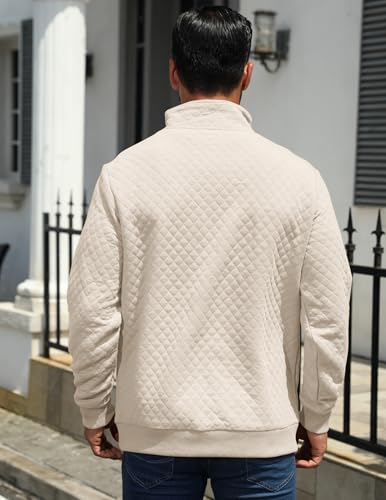 MioRoim Men's Quarter Zip Casual Pullover 1/4 Quilted Waffle Long Sleeve Sweatshirt Mock Neck Sweater with Pocket3