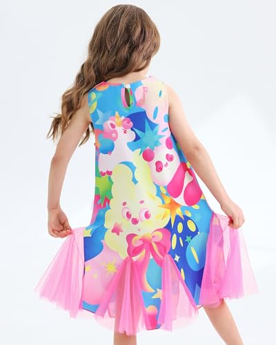 Girls Tulle Dress for Toddlers with Animal Print Pink Summer Tutu Sleeveless Dress Party & School 2-12 Years4