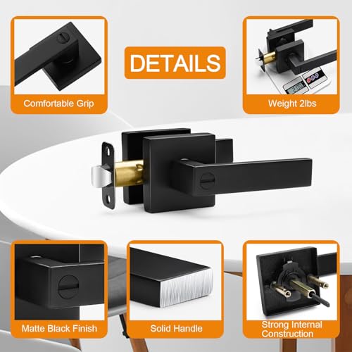 Sopoby SOP-1146US 10 Pack Matte Black Door Handles Privacy Door Levers thumb #3