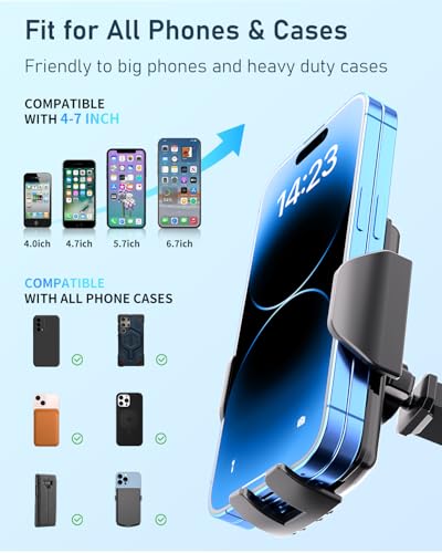 Hoppac Handyhalterung Auto, Ultrastarker Saugnapf Handyhalter Kfz für Armaturenbrett Windschutzscheibe, 360° Drehung EIN-Knopf-Entriegelung Phone Holder Car für Smartphone iPhone Max Android 4-7\