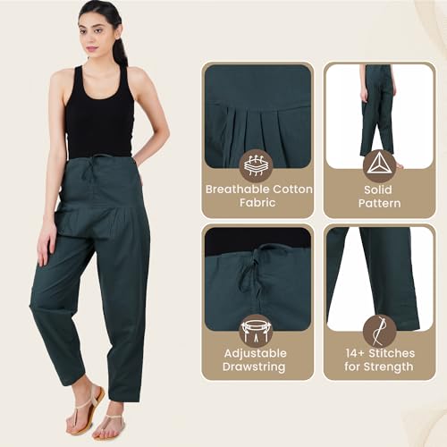 Image of Happy Bunny Salwar Pant for Women, Fine Cotton Ethnic Trousers with Drawstring Waist, Comfortable Daily, Office & Casual Wear Bottoms