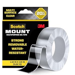 Scotch-Mount Multi-Purpose Gel Tape, Double-Sided Tape for Heavy Duty Applications, Removable Mounting Tape, Nano Tape, Water-Resistant Clear Mounting Tape, Holds up to 20 lbs, 1-Pack