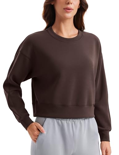 Image of CRZ YOGA SoftAura Pullover Sweatshirt for Women - Crewneck Workout Casual Basic Fall Sweat Shirts