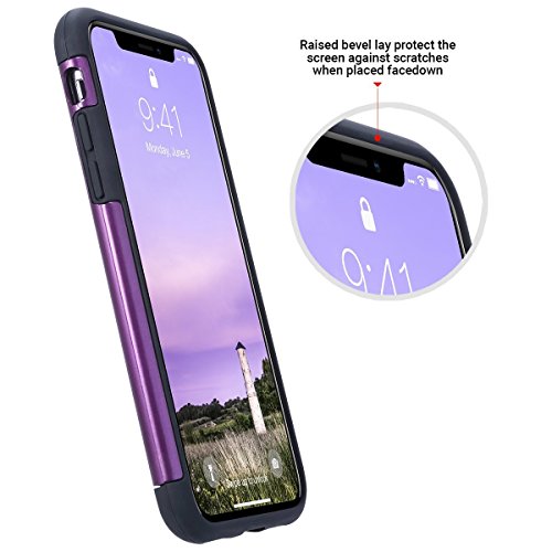 iPhone Xs Thin Case, iPhone X Thin Case, HLCT Slim Hybrid Dual-Layer Case (Purple) - Thumbnail 3