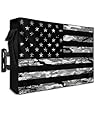 LBCASA American Flag Outdoor TV Cover 40 to 43 Inch Weatherproof, Camouflage Black Stripes 600D Oxford TV Covers with Zipper, Vintage US Flag Outside Flat TV Screen Protector Size 40"W x 25"H x 4.5"D
