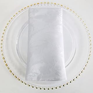 Decor Essentials Damask Napkin Table Linen Wedding Events Parties Decorations (White, Napkin 20" x 20")
