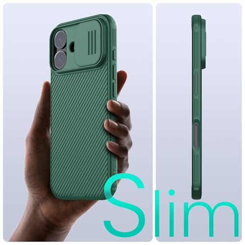 Image of Nillkin for iPhone 17 Case with Slide Camera Cover, Thin Slim Fit, Shockproof Protective, Protector Privacy, Phone Case iPhone 17 Camera Lens Protector 6.3 inch, Green