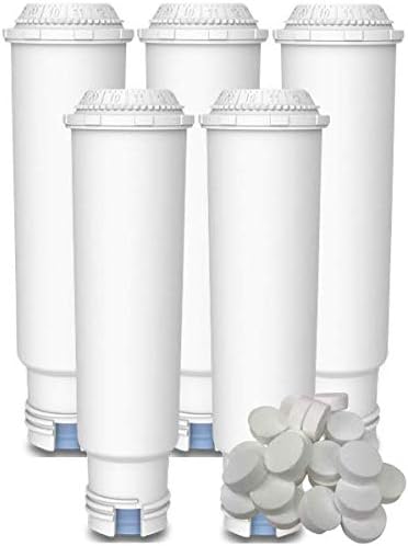 5 Suitable for AEG Bosch Krups Melitta Nivona Claris Water Filter Siemens, schraubbar + 25 Cleaner Tabs per unit.