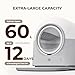HHOLOVE Self Cleaning Cat Litter Box TY Pro, 60L Extra Large Open Automatic Litter Box App Control, Anti-Pinch for Multi Cats 3-20lbs, Advanced Odor Control with Mat&Liner(Grey)