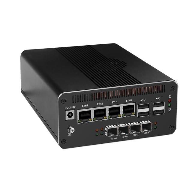 PeeliCeeli Firewall Appliance Mini PC, 14th Gen Core Ultra 5 125H, 82599ES 4 x 10GbE SFP+, 4 x i226 2.5G LAN, AI Micro Computer Router, NPU, AES-NI, DDR5 32GB RAM 1TB NVMe SSD