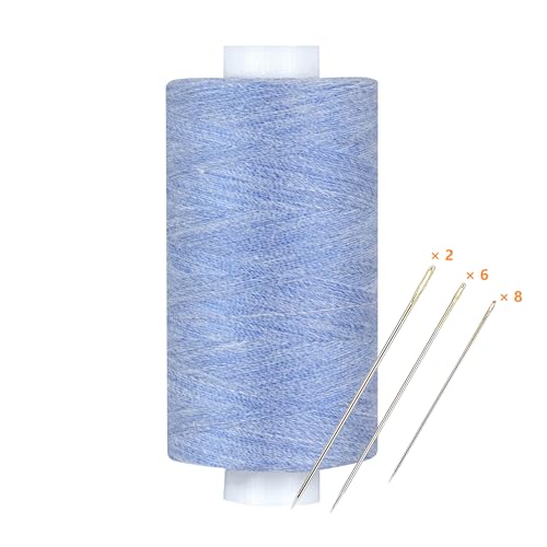 Simthread Dual Duty Denim Thread for Jeans Repairing - Blue 400 Yards