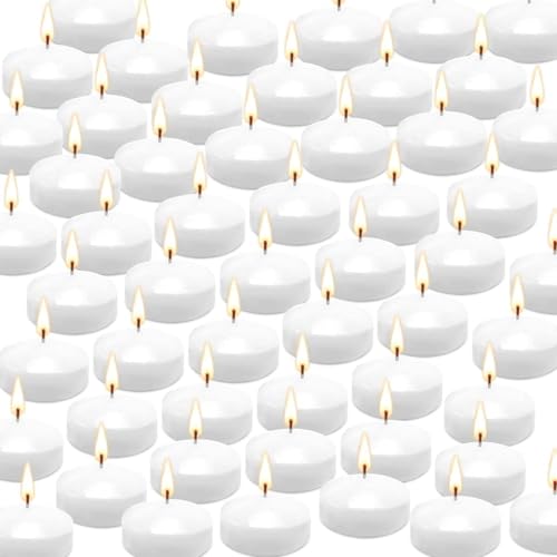 50 Pack of 2-Inch White Floating Candles - Ideal for Weddings, Ho...