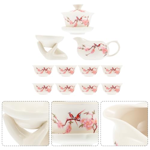 Juego de té de Kung Fu para oficina y hogar: set de cerámica azul y blanca de 12 piezas 8