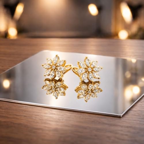 Image of SMILEDRIVE Gold & Silver Acrylic Display Table Risers, 30 x 30cm, Set of 2 | Reflective, Professional Product Photography, Square , One Gold, One Silver, One-Sided
