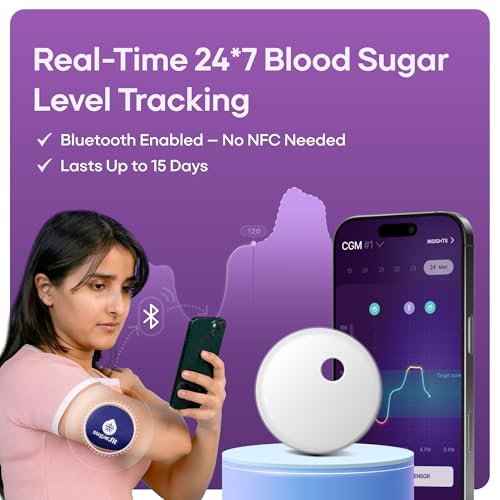 Image of Sugar.fit Smart Glucose Monitoring | Continuous, Real-Time Glucose Level Tracking on your Phone | Accurate Blood Sugar Levels | FDA Approved | Free Coach Consultation (Pack - 3)
