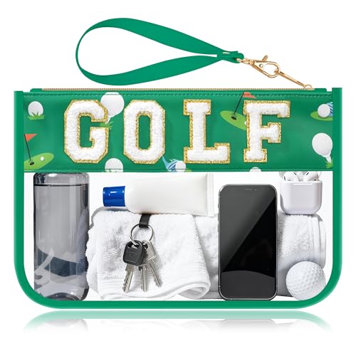 BuyCard Golf Gifts Makeup Bag with Chenille Letter Patch, Clear Cosmetic Pouch...