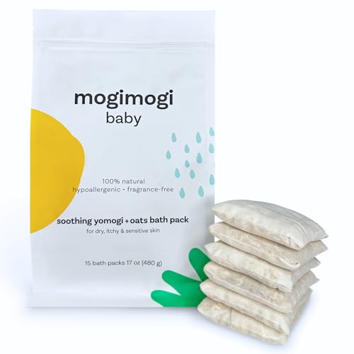 Image of Organic Oatmeal Bath Soak for Baby, Kids & Sensitive Skin – Economy 15 Packs – Washes & Soothes Eczema, Diaper Rash, and Dry Itchy Skin – 100% Natural & Fragrance-Free – Made in USA by MogiMogi Baby