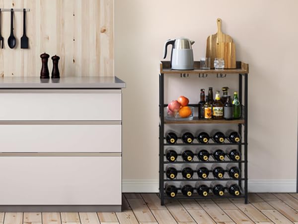 Wine Rack Freestanding Floor with Glass Holder, 20 Bottle Wine Bottle Rack - image 5