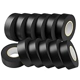 SWRT 12 Pack Black Electrical Tape Waterproof, 0.75 in x 66 FT High Temp Electric Tape Under 600V for All Weather - UV Protection - Flame Retardant