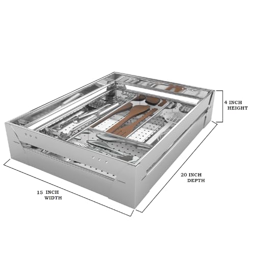 Image of BLOO BASKET 202modular kitchen accessories cabinet, 6-Piece Utensil Organizer, Perforated Stainless Steel, Silver (15 inch WIDTH * 20 inch DEPTH, WITHOUT CHANNEL)