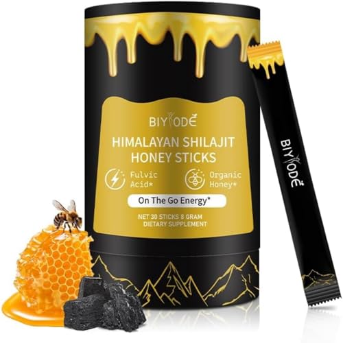 Shilajit Resin with Honey Sticks, 30 Sticks Individually wrapped - Gold Grade 100% Pure Himalayan Shilajit Resin, With Saffron, High Potency Herbal Blend for Energy Boost & Immune Support