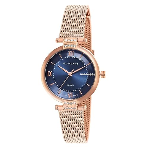 Giordano-Analog-Watch-for-Women-Water-Resistant-Fashion-Watch-Round-Shape-with-3-Hand-Mechanism-with-Mesh-Metal-Band-Wrist-Watch-to-Compliment-Your-LookIdeal-Gift-for-Female-GD-60009