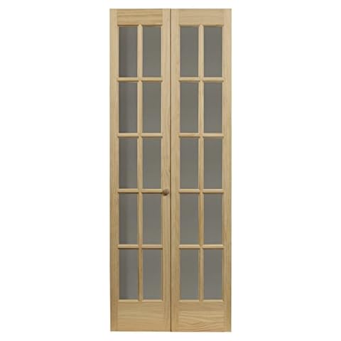 LTL Home Products 852730 Traditional French Divided Glass Interior Bifold Solid Wood Door, 36"X80", Unfinished Cover