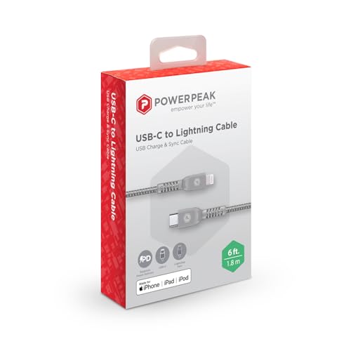 Cable USB-C a Lightning POWERPEAK de 6 pies para usar el móvil cómodamente en el sofá 2