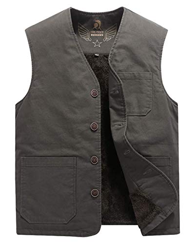 VtuAOL - Chaleco de Invierno para Hombre, Acolchado, Acolchado y Forro de Piel, sin Mangas - Verde - Medium