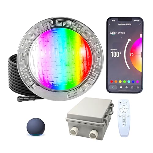Intekit LED Pool Lights for Inground Pools 10" Wet Niche Compatible, 15 Million Colors, App & Voice Control, Music Sync, Compatible with Alexa Google, Remote Included Fits Pentair, Hayward, Jandy